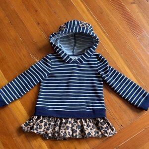 Tucker + Tate Girls Striped Navy and Leopard Hoodie